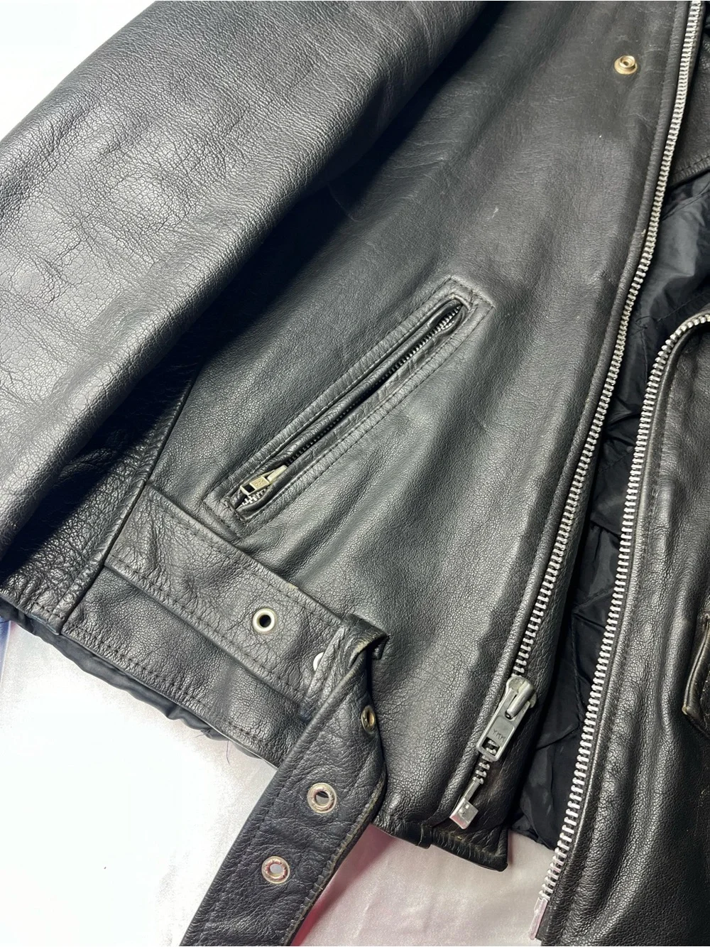 Black Leather Bomber Jacket - Men's Classic Moto Style